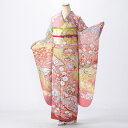 【中古】【購入品】振袖 フルセット Lサイズ 辻が花 ピンク・オレンジ系 成人式 リユース 状態:S 販売 結婚式 卒業式 結納 着物