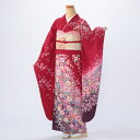 【中古】【購入品】振袖 フルセット Lサイズ 花柄 成人式 着物 振袖フルセット 赤・ワイン系 リユース 状態:A 販売 正絹 振り袖 アウトレット 卒業式 1...