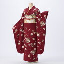 【中古】【購入品】振袖 フルセット Lサイズ ほぼ新品 成人式 着物 振袖フルセット 赤・ワイン系 リユース 状態:S 販売 良品 正絹 振り袖 卒業式