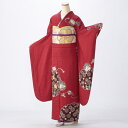 【中古】【購入品】振袖 フルセット Mサイズ 古典柄 赤・ワイン系 成人式 リユース 状態:S 販売 結婚式 卒業式 結納 着物 36211