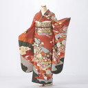 【中古】【購入品】振袖 フルセット Mサイズ 古典柄 赤・ワイン系 成人式 リユース 状態:S 販売 結婚式 卒業式 結納 着物