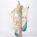 【中古】【購入品】振袖 フルセット Lサイズ 花柄 白・グレー系 成人式 リユース 状態:S 販売 結婚式 卒業式 結納 着物