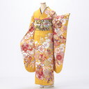 【中古】【購入品】振袖 フルセット Mサイズ からし・黄系 古典柄 成人式 リユース 状態:S 販売 振袖フルセット 正絹 結婚式 卒業式 結納 30452