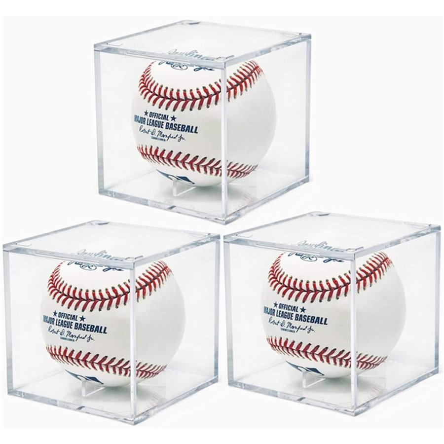野球ボールケース サインボールケース 3個セット UVカット仕様 アクリル製 硬式/軟球野球ボール対応 コレクションケース ディスプレイケース 記念グッズ 野球グッズ 劣化 変色を防止する