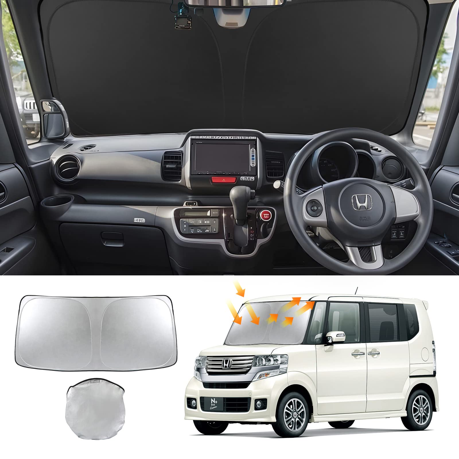 「着後レビューで特典」 2024新登場 車用サンシェード 車 フロント サンシェート 折り畳み式 日よけ ハイエース 遮光フロントシェード 車用サンシェード 高密度生地 カーサンシェード 遮光&UVカット コンパクト収納 収納袋付 車中泊 仮眠 プライバシー保護用