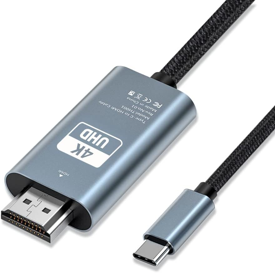 USB C HDMI 変換ケーブル【4K@60Hz HDMI映像出力/Thunderbolt対応/在宅勤務】タイプC HDMI 1.8M 接続ケーブル Type C HDMI変換アダプター 設定不要 MacBook Air、MacBook Pro、iPad Pro 2020/2019、iMac、Huawei Matebook、Surface Book、Galaxy S20/S20+など対応