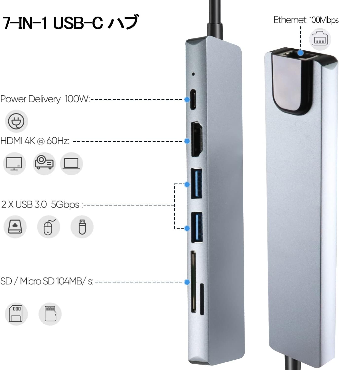 「着後レビューで特典」 USB C HDMI ...の紹介画像2