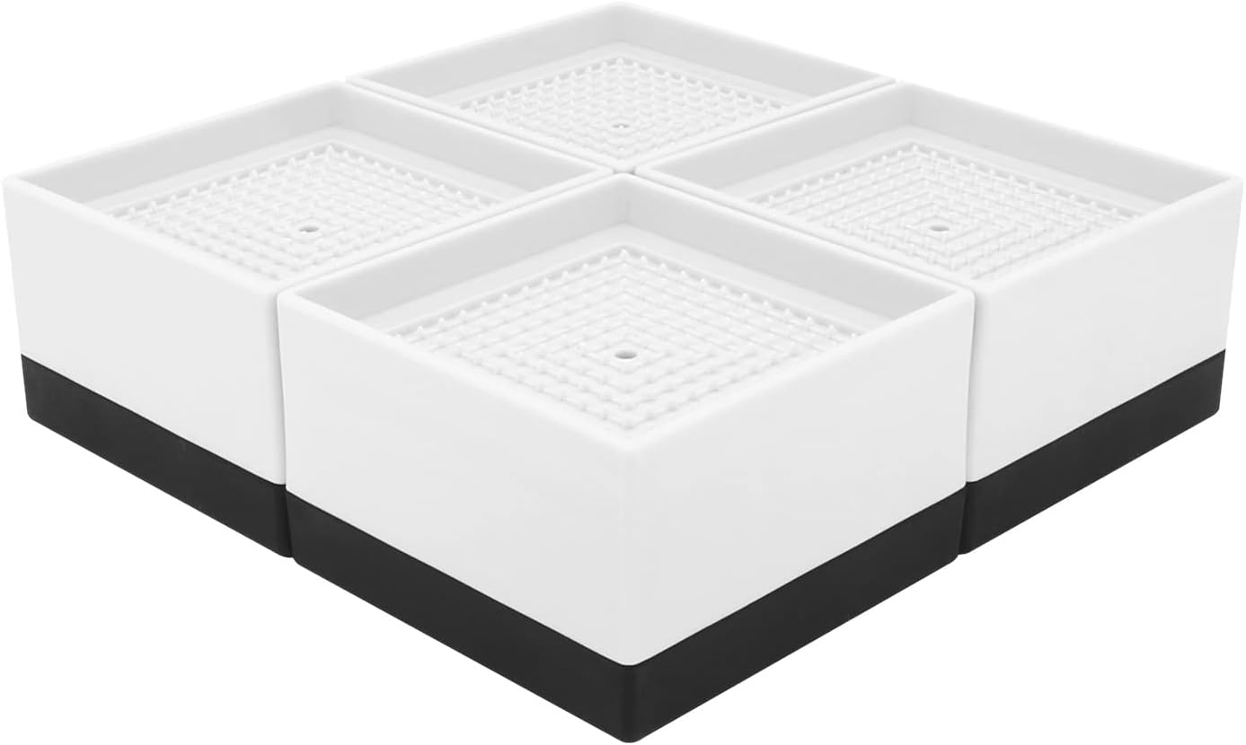 洗濯機かさ上げ台 4cmかさあげ 机 テーブル 脚 継ぎ足し 洗濯機置台 防振ゴム 乾燥機 ソファー ベッド用 高さ調節 重ねて使用可能 振動・異音軽減 滑り止め 床に傷防止 4個入り（ホワイト）