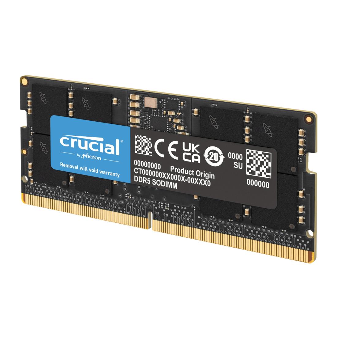 Crucial RAM 8GB DDR5 5600MT/s (または5200MT/s or 4800MT/s) ノートパソコンメモリ CT8G56C46S5, ブラック