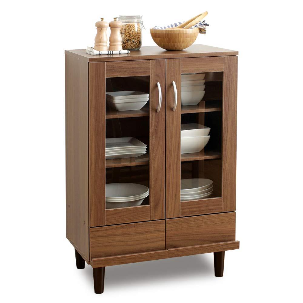 アイリスオーヤマ 食器棚 一人暮らし ミニ スリム 木目調 引出し付き 可動棚 幅60×奥行42.3×高さ93.7cm..