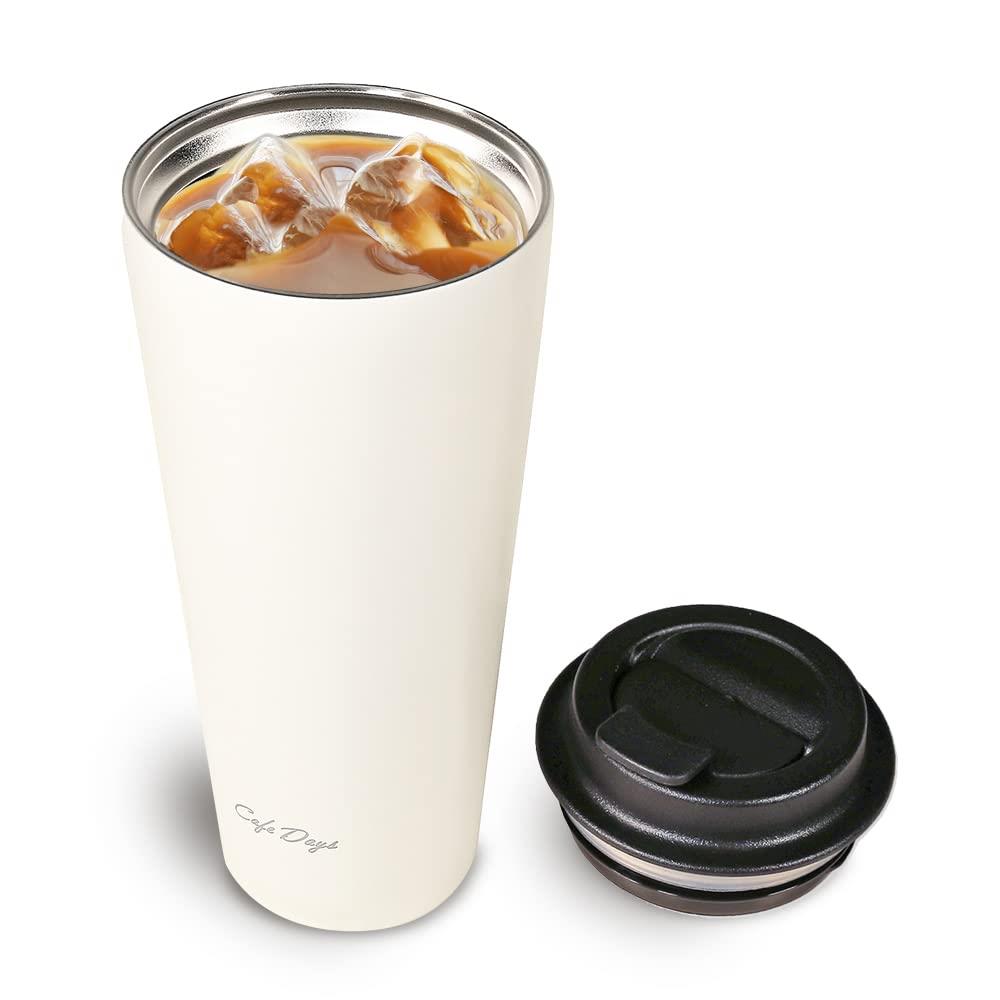 アイリスオーヤマ 【ドリンクホルダー対応!】 タンブラー トラベラーリッド付き 470ml ホワイト 斜めに..