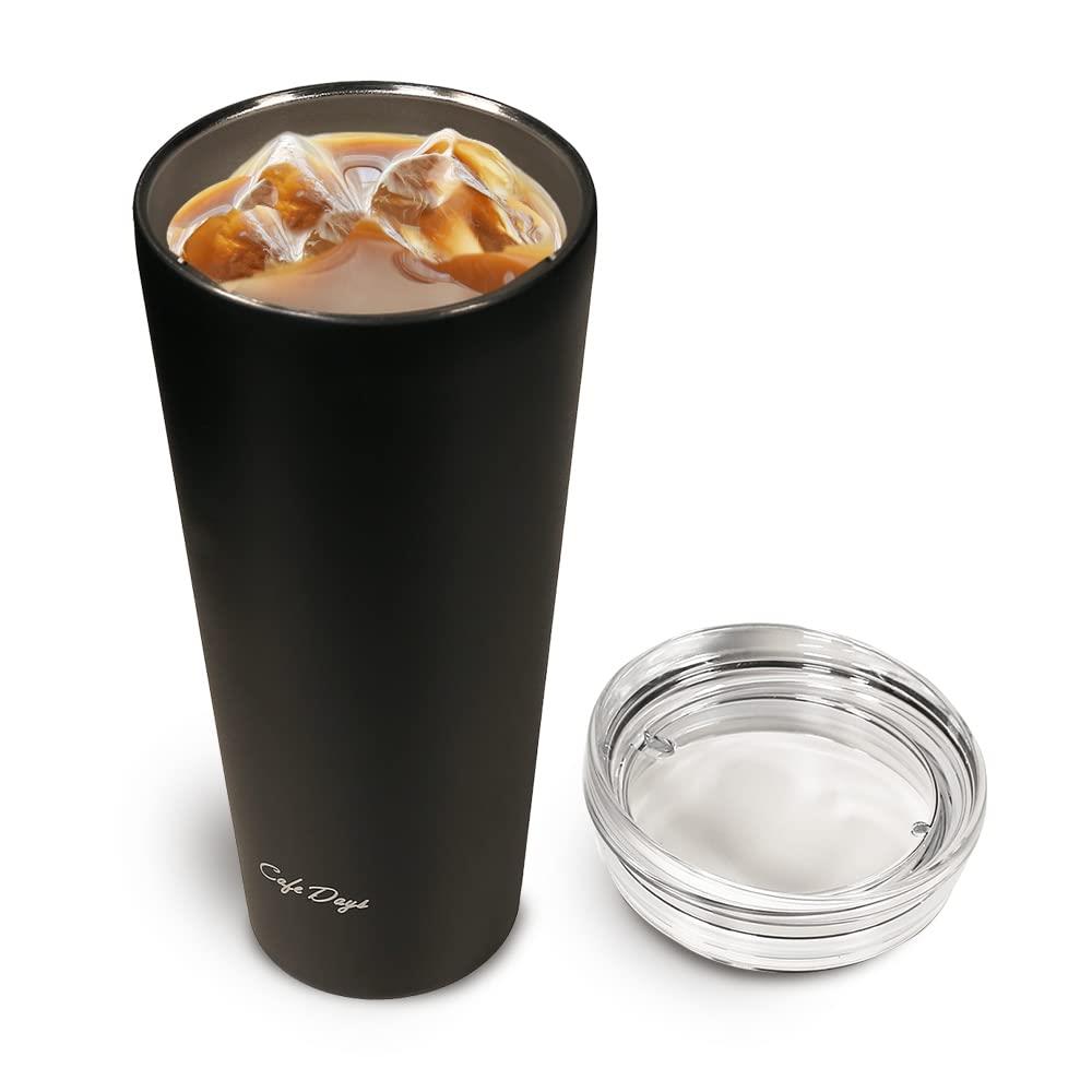 アイリスオーヤマ 【ドリンクホルダー対応!】 タンブラー ふた付き 470ml ブラック 残量が分かるクリア..