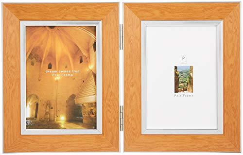 VANJOH フォトフレーム ペアフレームLW Lサイズ×2枚 縦 ライトブラウン PF-LWT-LB