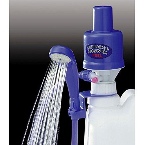 ジェイオーケー アウトドアシャワー　空気圧式ポンプ ブルー　FLP-65　・空気圧で動作し乾電池不要で便利な手動式ポンプ・