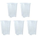 Ouriken 植木鉢 花 プランター 鉢 盆栽 プラスチック 胡蝶蘭 育苗ポット 蘭鉢 園芸用品 鉢植え 透明 底穴あり ミニ植木鉢 室内屋外用 5点セット L:12cm
