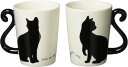 アルタ Artha マグカップ ツインマグ 黒猫 シンプル ペア 300ml 食洗器対応 電子レンジ対応 磁器 しっぽが取っ手になるおしゃれなマグ 取っ手を合わ...