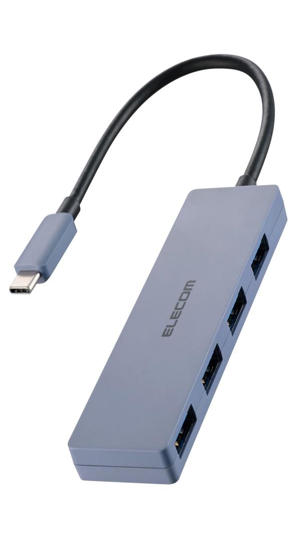 エレコム USBハブ USB3.2(Gen1) 5Gbps USB-C接続 4ポート バスパワー 15cm ケーブル ネイビー U3HC-H040NV