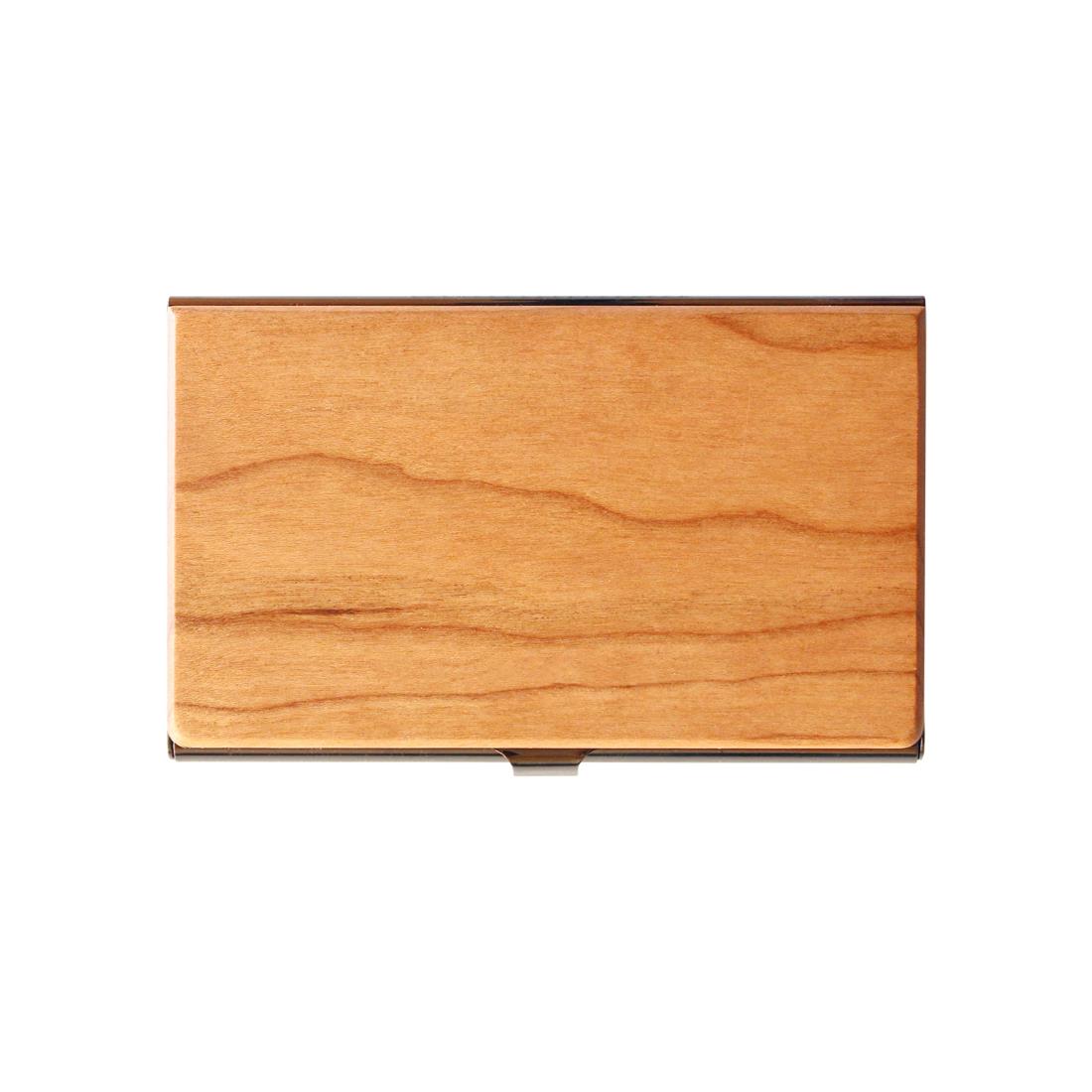 Hacoaの名入れ名刺入れ +LUMBER by Hacoa CARD CASE 重厚感のあるステンレス素材と銘木をあわせた木製名刺入れ・カードケース (Cherry)