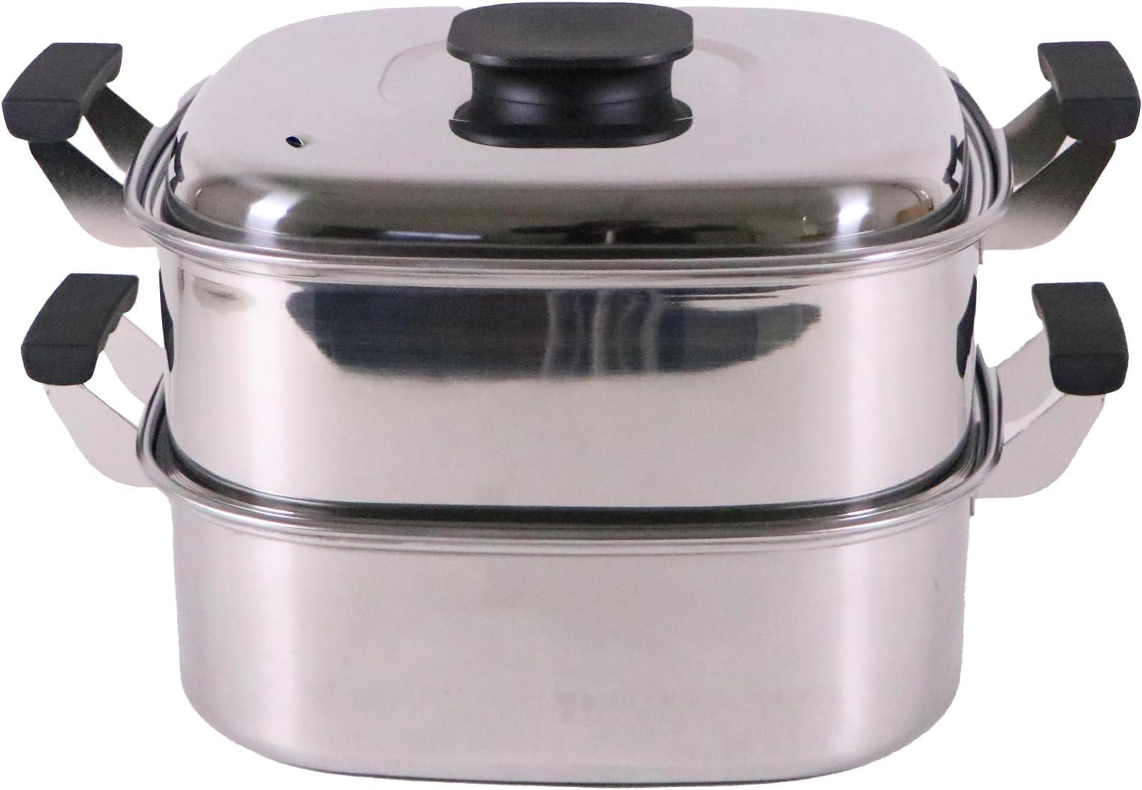 神子島製作所 桃印 18-0角型蒸器 2段27cm