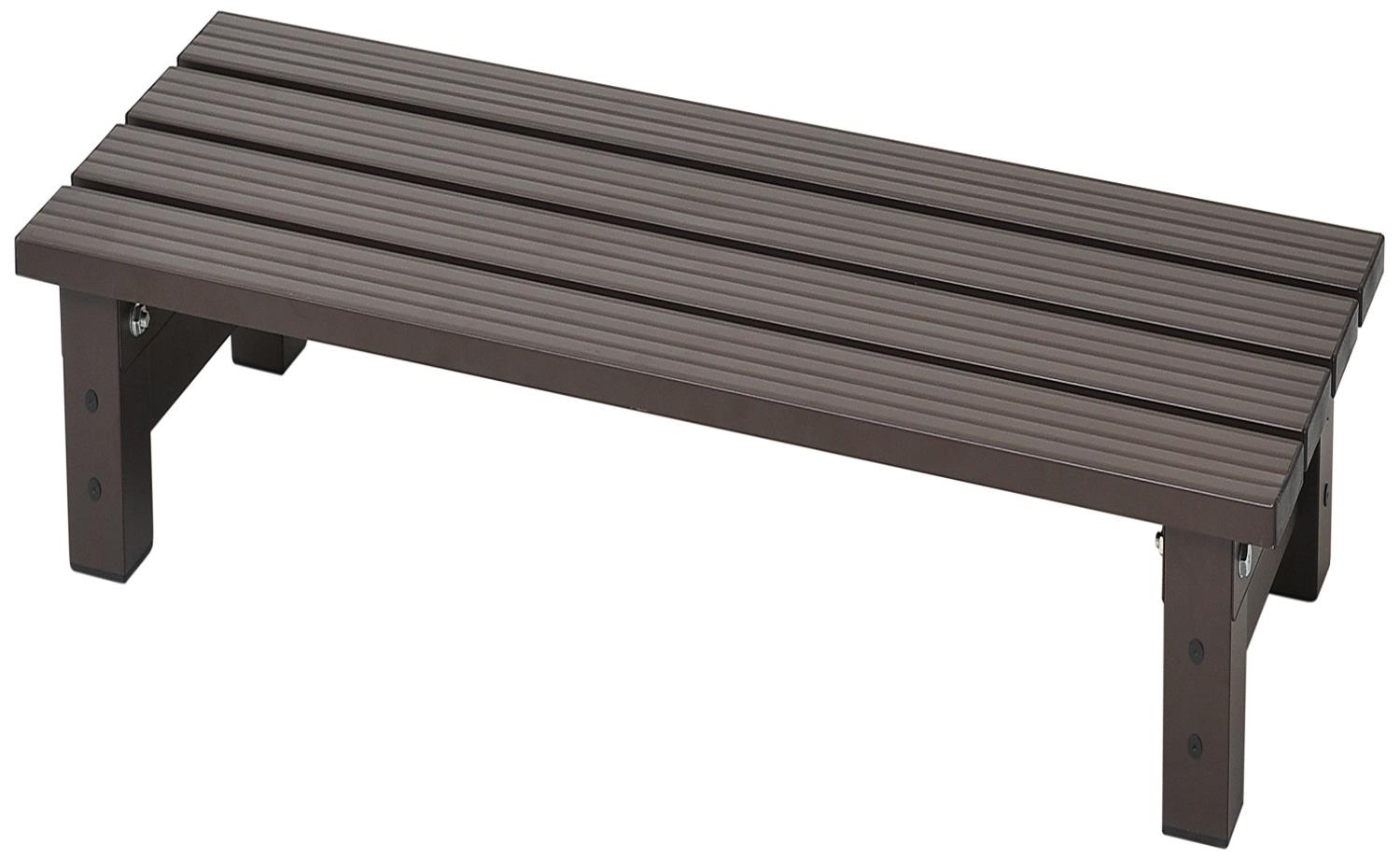 リビングアウト(Living Out) 頑丈アルミ縁台 アルミ 幅102×奥行36×高さ16.5cm 耐荷重100 ガーデン デッキ 花台 上り下り楽 丈夫 軽量 安定感のある幅広ステップ アジャスター調整可能