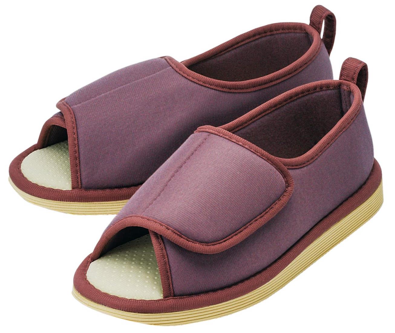 竹虎 転倒予防シューズ つま先なし あずき 3Lサイズ