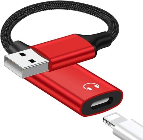 USB A to Lighting イヤホン端子変換アダプ USB to ライトニング イヤホン変換ケーブル 音声通話・音量..