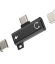 タイプc イヤホンジャック 変換器 同時 きゅうそく充電 分岐 アダプタ (2in1) DAC Type-c Aux 急速充電器 二股 延長 変換機 ドングル ...