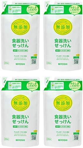【まとめ買い】無添加 食器洗いせっけん スタンディング 詰替用 350ml【×4個】