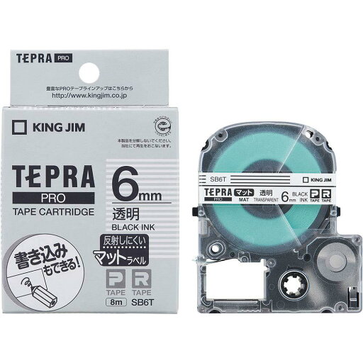 【純正】 キングジム(Kingjim) テプラPROテープカート リッジ マット 6mm 透明ラベル/黒文字 長さ8m SB6T 【純正】 キングジム(Kingjim) テプラPROテープカート リッジ マット 6mm 透明ラベル/黒文字 長さ8m SB6T