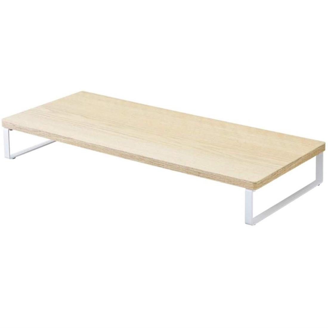 リヒトラブ パソコン台 モニター台 木目調 MDF机上台スタンダード ナチュラル 幅59×奥行25×高さ8cm 耐荷重15kg A8001-35