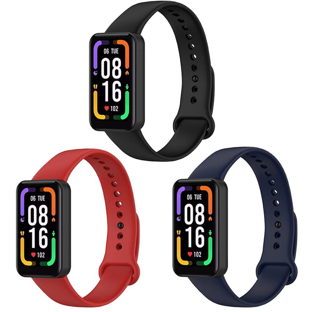 Miimall 対応 【3枚セット】 Redmi Smart Band シリコン バンド Redmi Smart Band ベルト ソフト 装着簡単 耐衝撃 おしゃれ 快適なデザイン 調節便利 軽量 Redmi スマート バンド 交換ベルト(レッド+ブラック+ブルー)
