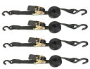 ラッシングベルト タイダウン ラチェットベルト ダウンベルト荷締めベルト 4本セット 固定側20cm 巻側 4.5m 幅2.5cm 固定バンド 破断荷重800k...