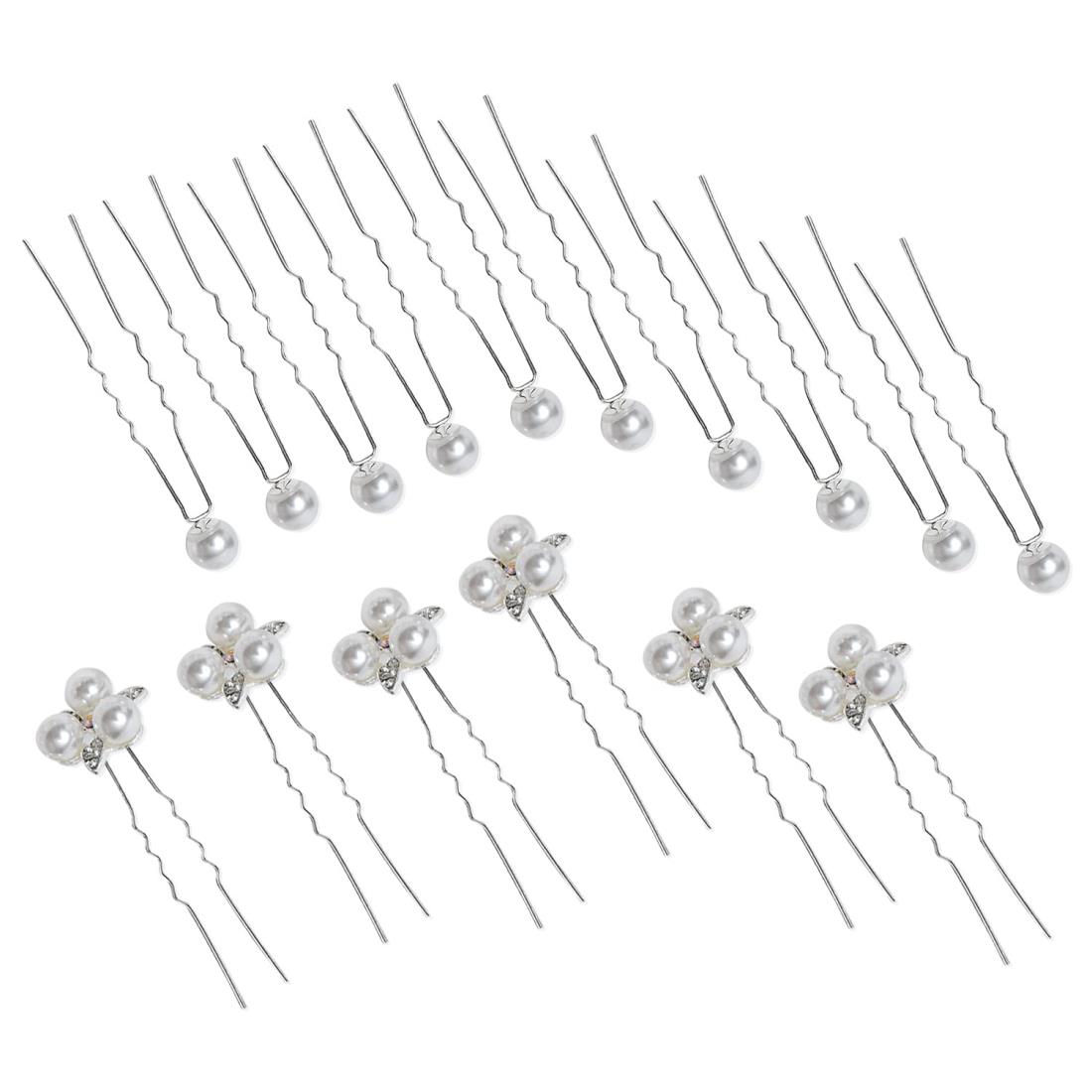 パールピン 髪飾り ヘッドドレス ヘアアクセサリー 大小様々なパールデザイン 結婚式 卒業式 入学式 などにお使い下さい ヘアピン 髪飾りパール 【Y＆R】 (16個セット)