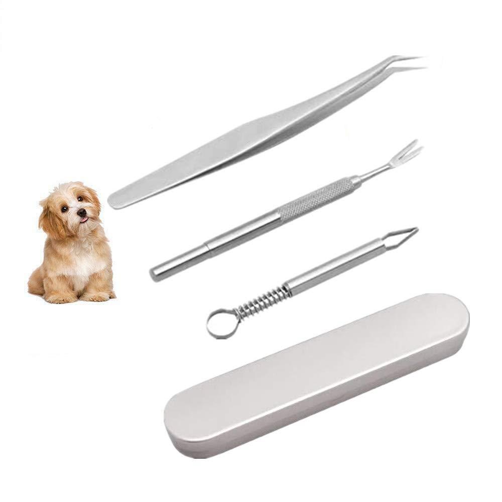 ペット用 ダニ取り 3本セット ティック除去 ピンセット ステンレス製 マダニ取り ティックツイスター ティックリムーバー 犬 猫用 ノミ取り (3本セット)