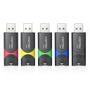 KOOTION USBメモリ 64GB 5個セット USB2.0 スライド式 PS4動作確認済 メモリースティック フラッシュメモリ(ブラック、赤、ブルー、緑、...