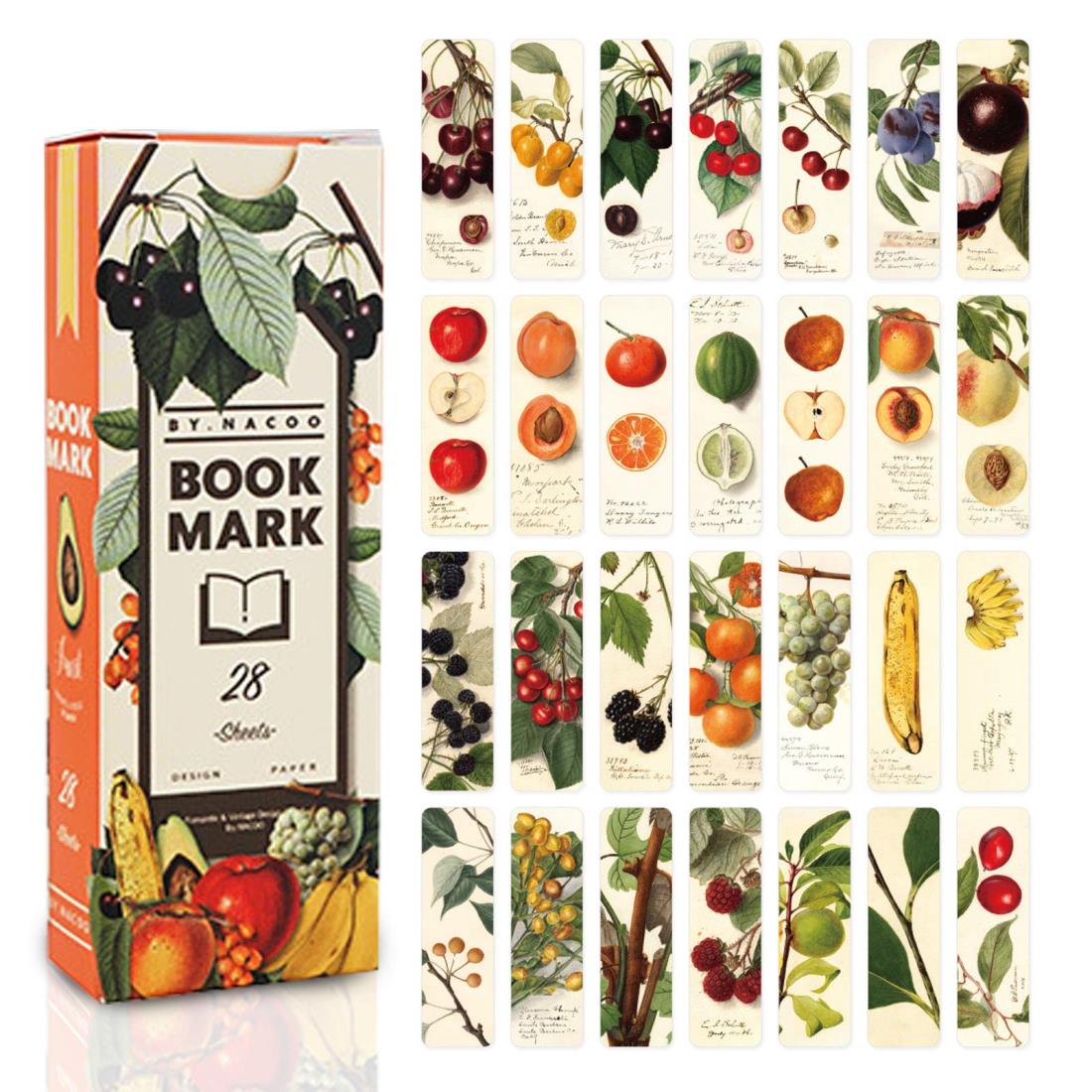 Shengo しおり ブックマーク おしゃれ しおり ブックマーカー メッセージカード 可愛い 綺麗 28枚セット (フルーツ)