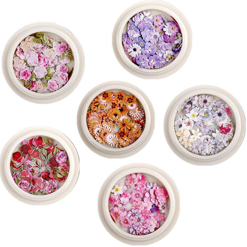 6セット 極薄 ネイルアートパーツ 3D ネイルアート デコパーツ ホログラム ジェルネイル 可愛い 花 立体 ネイル用 ジュエリーパーツ DIY 手作り クラ...