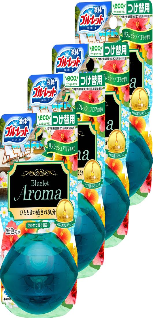 【まとめ買い】 液体ブルーレットアロマ 液体ブルーレットおくだけ アロマ トイレタンク芳香洗浄剤 リフレッシュアロマの香り 詰め替え用 70ml×4個