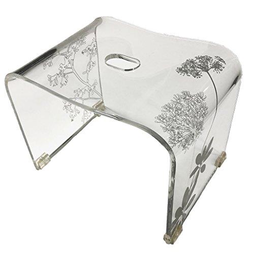 センコー サリナ 2 バスチェア 風呂いす 高さ約 25cm クリア 透明クリア地にプランツ柄 メタクリル樹脂..