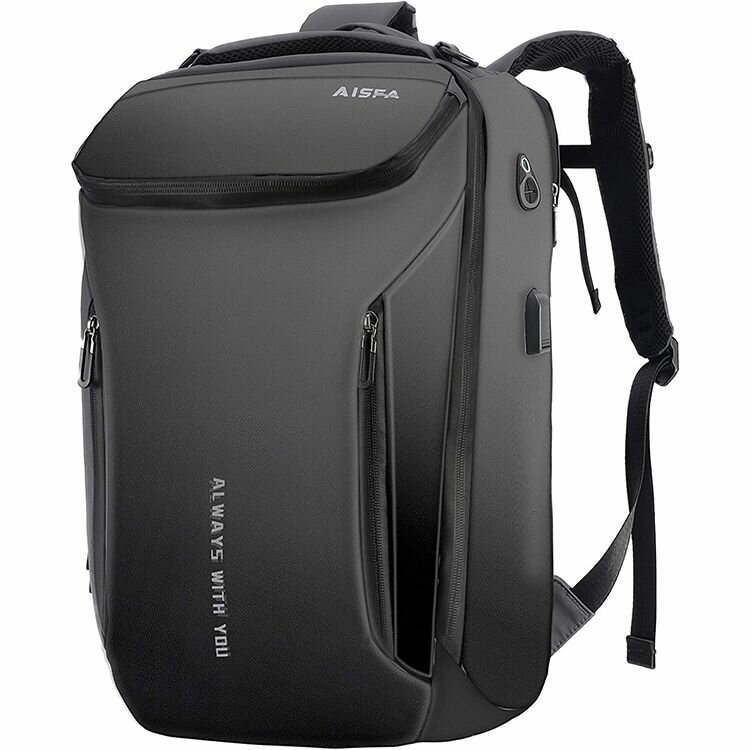 AISFA リュック メンズ バックパック 防水レバー付き 17インチ PC ビジネスリュック ラップトップバック 大容量 bag USB充電機能付き30L アウトドア旅行防水 通勤 修学 学生 バッグ 男女兼用多機能通気性 A4収納多ポケット