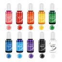 H・K レジン液 着色剤 レジン 10/14色セット 染料 透明色 10ml 高濃度 エポキシ樹脂顔料 着色用品 カラー 樹脂着色剤 アルコールインク紙/ガラス...