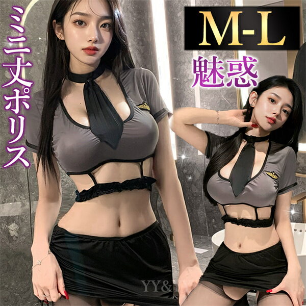 【1300円OFFクーポン有】ハロウィン セクシーランジェリー 上下セット 超過激 コスプレ セット ポリス フリーサイズ 過激 下着 セクシー 制服 タイト ミニ丈 エロ レース 黒 警官 フリンジ 装飾 ミニ ボディコン風 タイト グレー