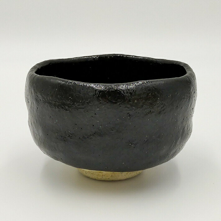 ［茶道 濃茶 薄茶 逸品］川嵜和楽作 黒楽茶碗 共箱