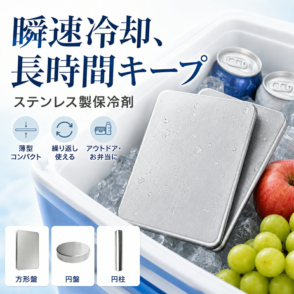 保冷剤 ステンレス 長時間保冷 強力保冷 小型 繰り返し使える アイスパック 冷凍対応 クーラーボックス 保冷プレート 急速冷却 お弁当 保冷グッズ 熱中症対策 アウトドア キャンプ 釣り BBQ レジャー 携帯便利 軽量 コンパクト