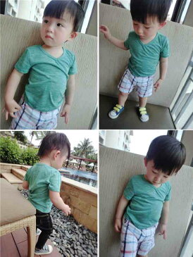 [BAOBAO]【子供服】【韓国子供服】（kids）]【カジュアル】【半袖Tシャツ】【霜降りTシャツ】シャンブレーTシャツ【VネックTシャツ】女の子　男の子　Tシャツ　fs04gm【グリーン】【ホワイト】【80cm】【90cm】【100cm】【110cm】【120cm】10P01Jun14　02P20Sep14