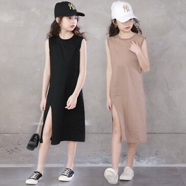 5月25日入荷　fs04gm　ママとお揃いの子どもロングワンピース　ノースリップワンピース　【子供服　おすすめ】ゆったりロングワンピース 女の子 ハーフ丈ワンピース　ブラック　赤茶　韓国子供服　120cm　130cm　140cm　150cm　160cm　165cm