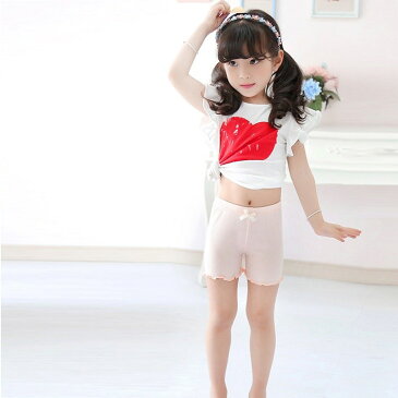 6月9日再入荷　Kids pants【メール便可】薄手ヘムレース2分丈レギンス 女の子 ボトムス レギパン レギンス パンツ スパッツ ペチコート ペチパンツ インナーパンツ fs04gm【子供服　おすすめ】子供服パンツ　韓国子供服　ホワイト　ブラック　ピンク　グレー　110cm-150cm