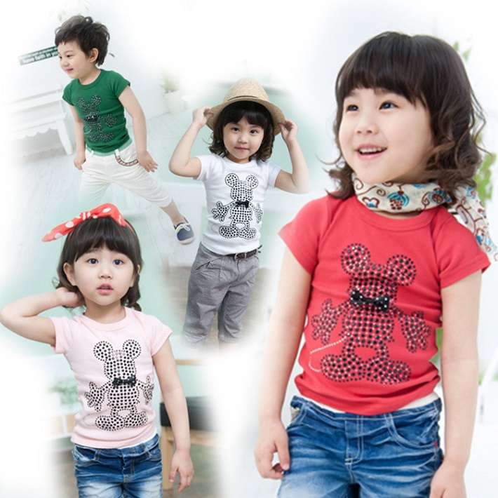 セール 在庫処分 マウス プリント Tシャツ BAOBAO バオバオ 子供服 韓国子供服 子供服 おすすめ kids fs3gm 女の子 男の子 グリーン レ..