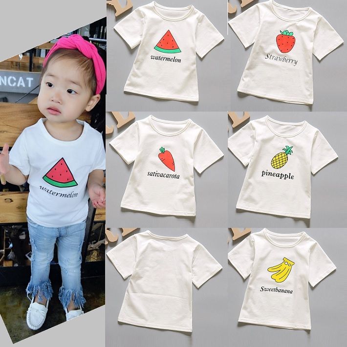 セール 期間限定 子供 果物 Tシャツ キッズ Tシャツ BAOBAO ベビー 果物 Tシャツ 子供 プリントTシャツ　子供　果物 プリント Tシャツ お着換え 普段着 Tシャツ 女の子 男の子 Tシャツ イチゴ スイカ ニンジン パイナップル　バナナ　90 100 110 120