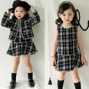 子供服 子どもチェック上下 フォーマルトップスとノースリップワンピース上下セット 女の子フォーマルセット 子どもスカート上下 トレンチコート 【キッズ】[BAO...
